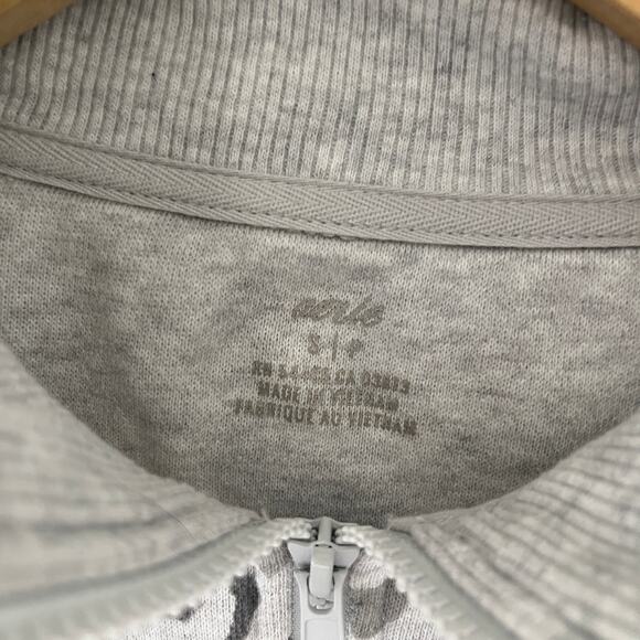 Aerie Gray Animal Print Half Zip Oversized Sweatshirt Size Small - Picture 3 of 6